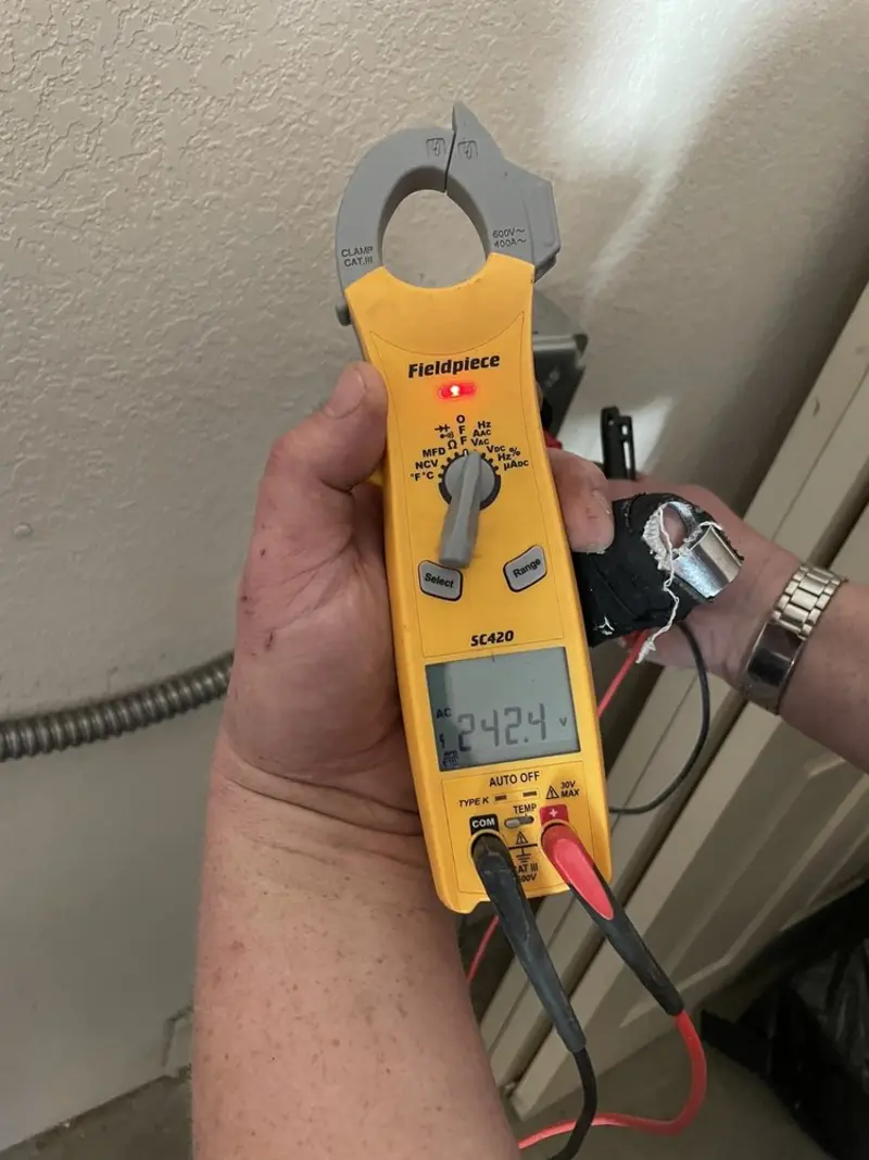 Voltage testing with clamp meter during Hot Tub / Pool Electrical Wiring in Westfield